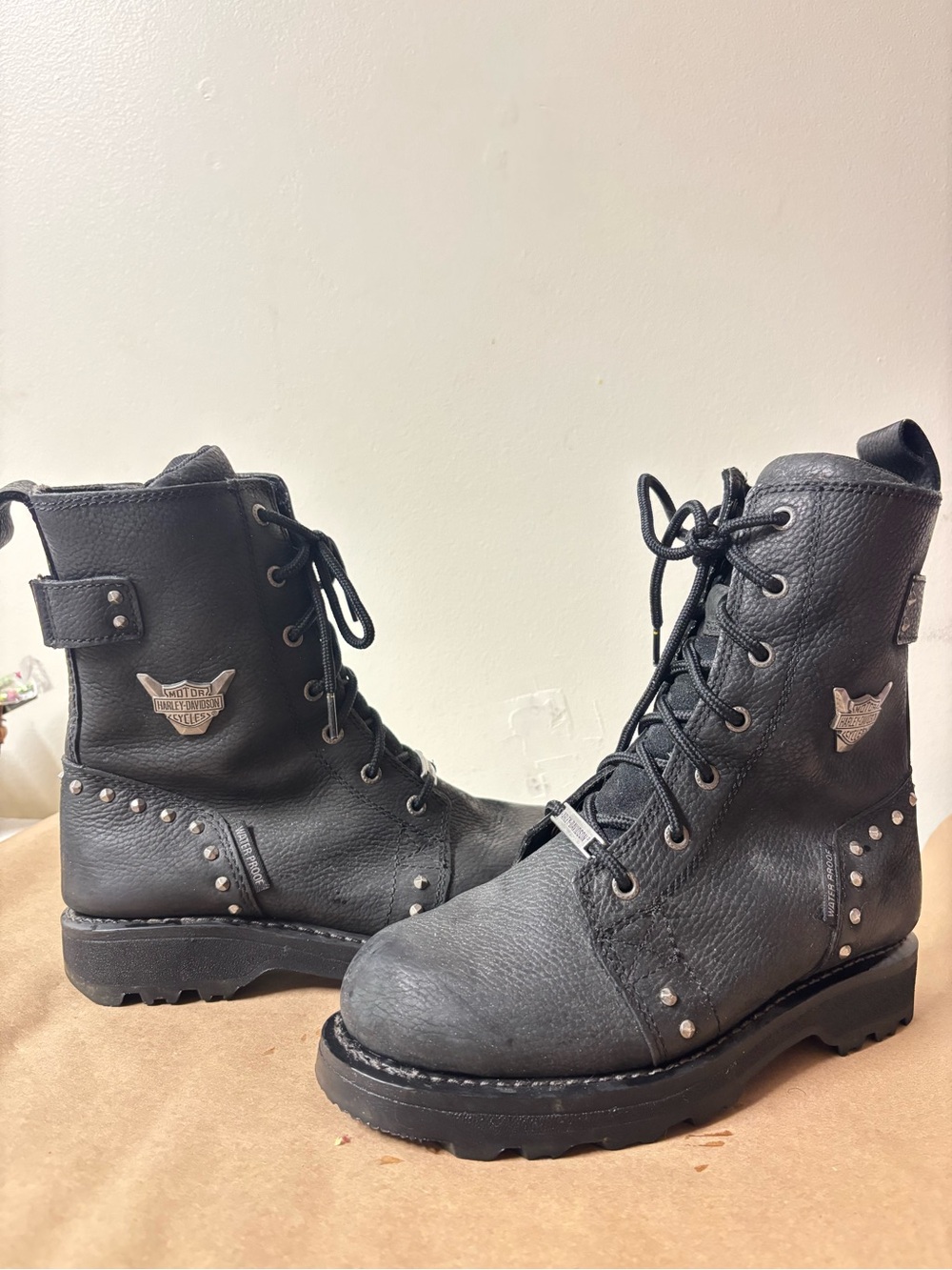 Women’s Sz8 Harley-Davidson Waterproof Leather Motorcycle Boots